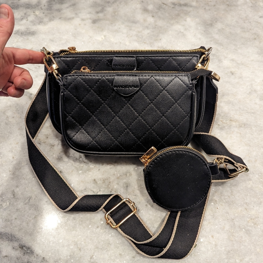 Black 3 piece crossbody